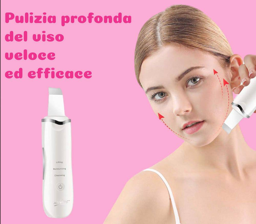 Spatola Sonic Skin Scrubber per pulizia del viso 3 funzioni Rimozione di punti neri Estrattore di brufoli Raschietto Detergente per pori NewBeautyCharm