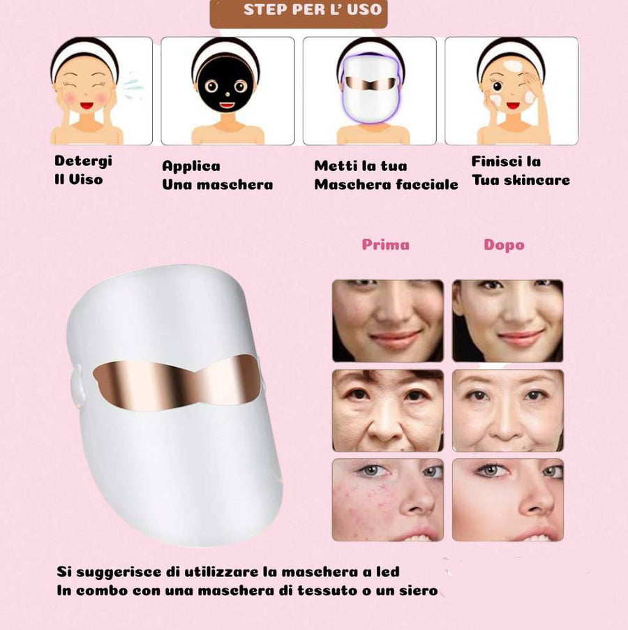 Maschera per terapia della luce del viso con USB a uso domestico NewBeautyCharm