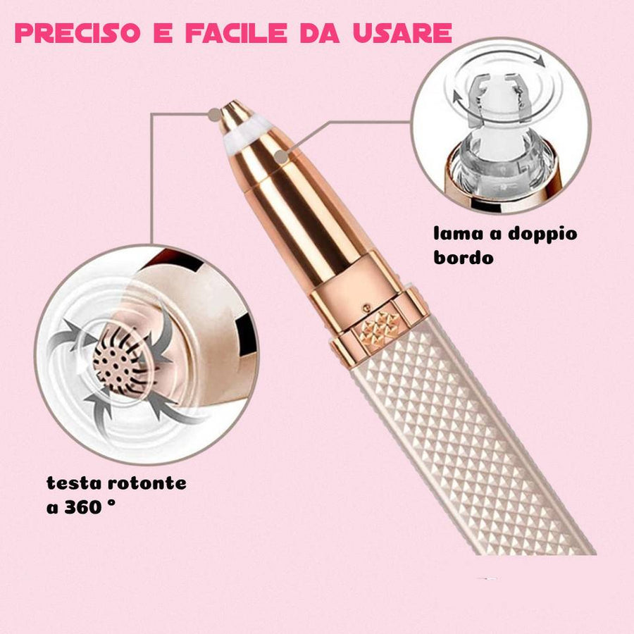 Epilatore 2 in 1 Rasoio Elettrico per Sopracciglia e Viso di Alta Qualità Oro NewBeautyCharm