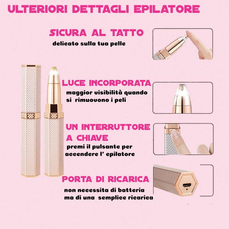 Epilatore  Oro 2 in 1 Rasoio Elettrico per Sopracciglia e Viso NewBeautyCharm